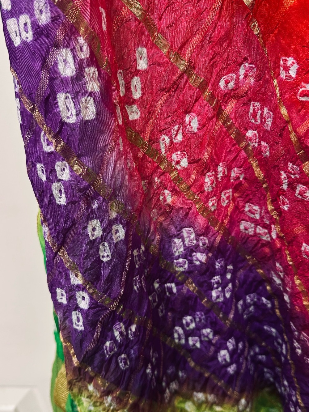 Sale sale‼️Bright Multicolor pure silk Tie-Dye Bandhani dupatta full size - Picture 6 of 6
